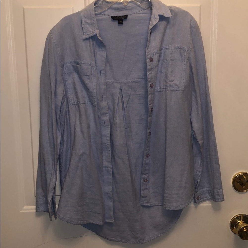 Topshop button up blue shirt